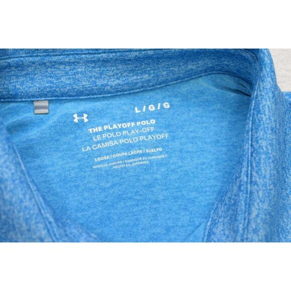 Under Armour Playoff Golf Polo Marled Blue Athletic Golf Shirt Mens Size Large - Picture 8 of 10